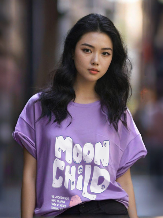 Women Lavender Oversized T-shirt - The Moon child