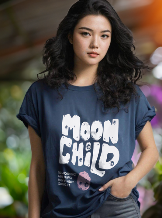 Women Blue Oversized T-shirt - The Moon child