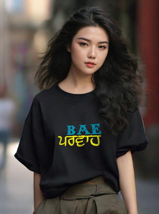 Women Black Oversized T-shirt - Bae parwah