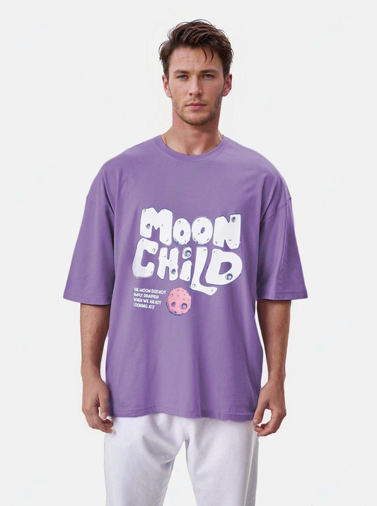 Men Oversized Lavender graphic t-shirt