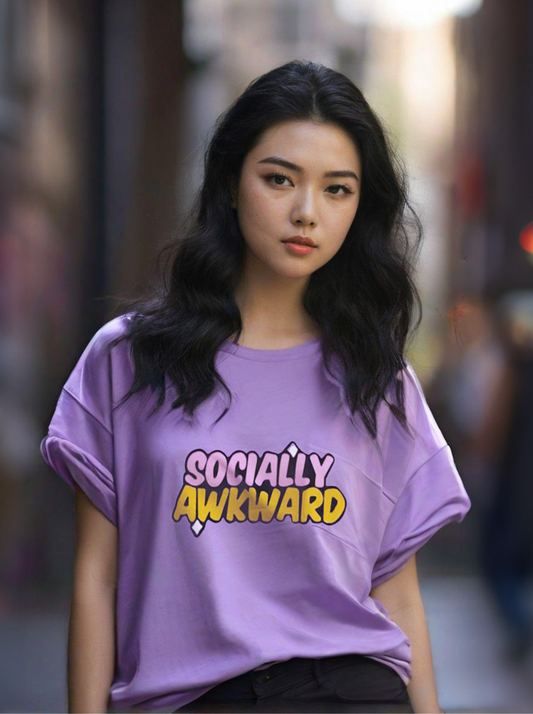 Socially Awkward-Oversized Lavender Women Tshirt